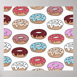 Affiche Doodle Multi-Coloured Donuts Arrière - plan.