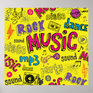 Affiche Doodles de musique Sketchy Arrière - plan sans cou