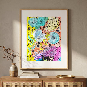 Affiche Doodles floraux vibrants et fantaisistes cool dess