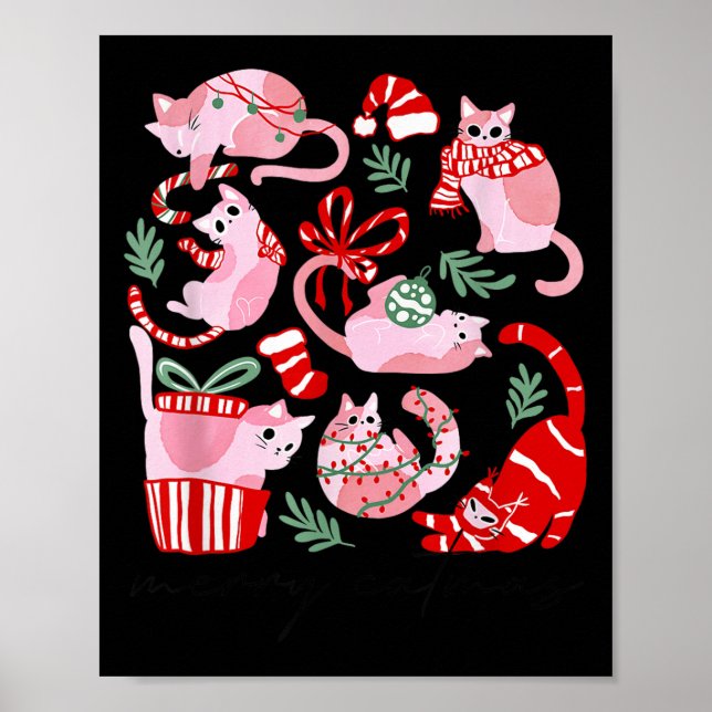 Affiche Doodles Merry Catmas Christmas Funny Cat Lover Xma (Devant)