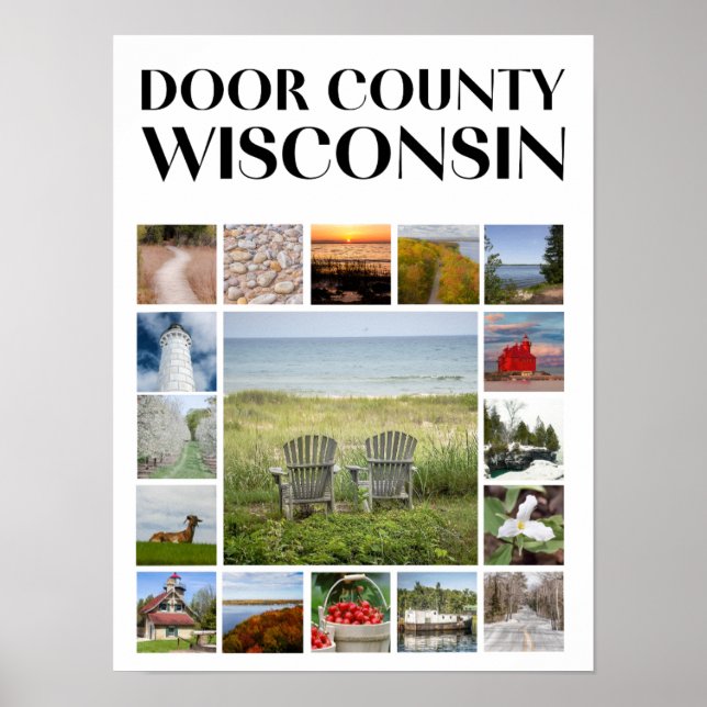 Affiche Door County, Wisconsin - Vues Pittoresques (Devant)