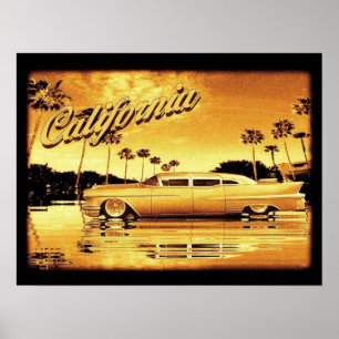 affiche d'or de limousine de la Californie