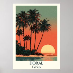 Affiche Doral Florida Vintage Palm Sunset Travel Art