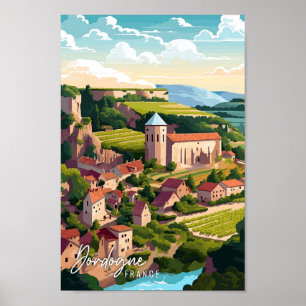Affiche Dordogne France Illustration de voyage artisanale