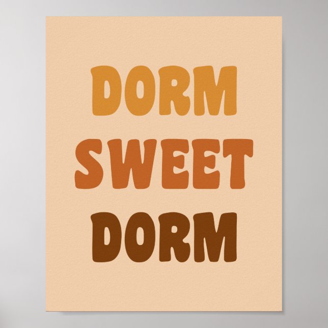 Affiche Dorm Sweet Dorm Brown Rétro les années 70 Lettres (Devant)