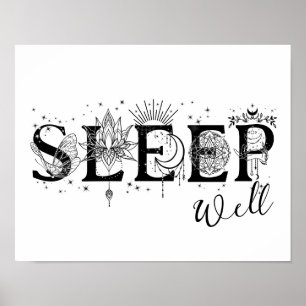 Affiche Dormez bien art spirituel mur Stars Lotus lune
