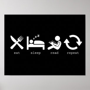Affiche Dormir de manger amusant Lire la répétition
