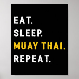 Affiche Dormir Muay Thai Drôle Mma Kickboxing Manger