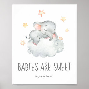 Affiche Dormir Petite fille éléphante Les bébés sont doux