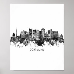 Affiche Dortmund Allemagne Skyline BW