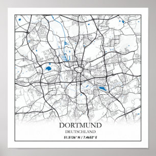 Affiche Dortmund Deutschland City Map Voyage simple