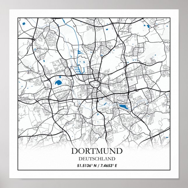 Affiche Dortmund Deutschland City Map Voyage simple (Devant)