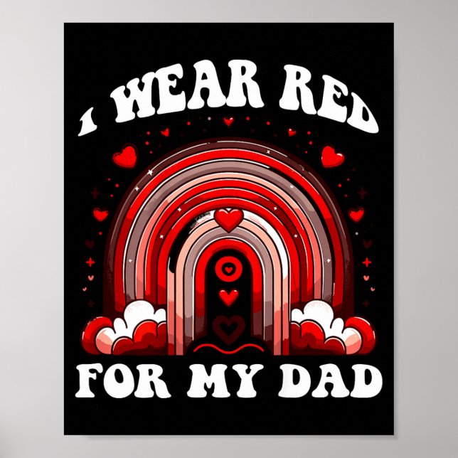 Affiche Dos rouge rétro Papa Maladie cardiaque Sensibilisa (Devant)