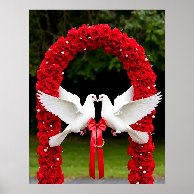 Affiche Doses blanches avec ruban rouge en arc Rose (Devant)