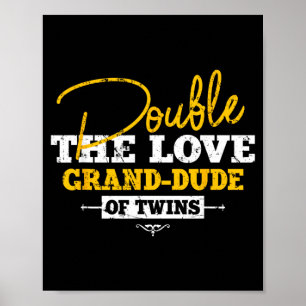 Affiche Double amour grand-père de jumeaux cœur grand-papa