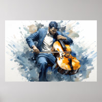 Double Basse Lecteur Musique Peinture Art Abstrait