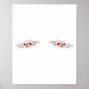 Affiche Double cicatrices de mastectomie avec fleurs Cance