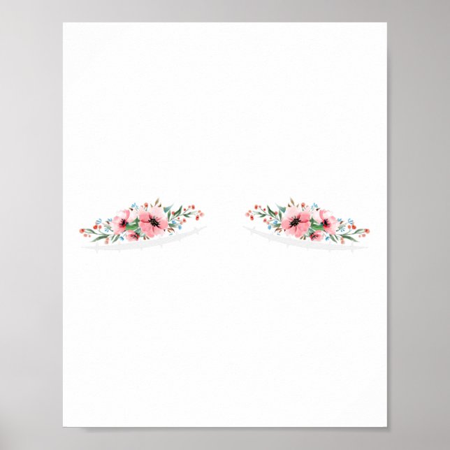 Affiche Double cicatrices de mastectomie avec fleurs Cance (Devant)