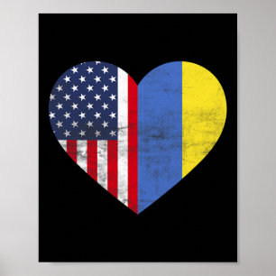 Affiche Double Citoyenneté Usa Ukraine Cœur Américain Ukra