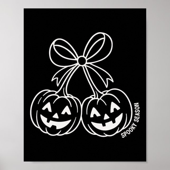 Affiche Double Citrouille Cute Jack-o'-lantern Face Bow Ha (Devant)