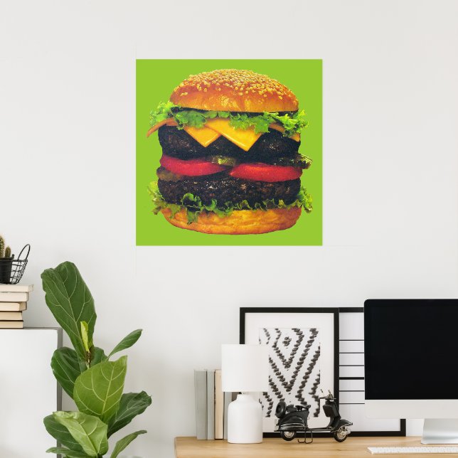 Affiche Double Deluxe Hamburger au fromage (Bureau à domicile)