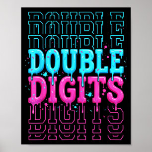 Affiche Double Digits 10e anniversaire garçon glace goutte