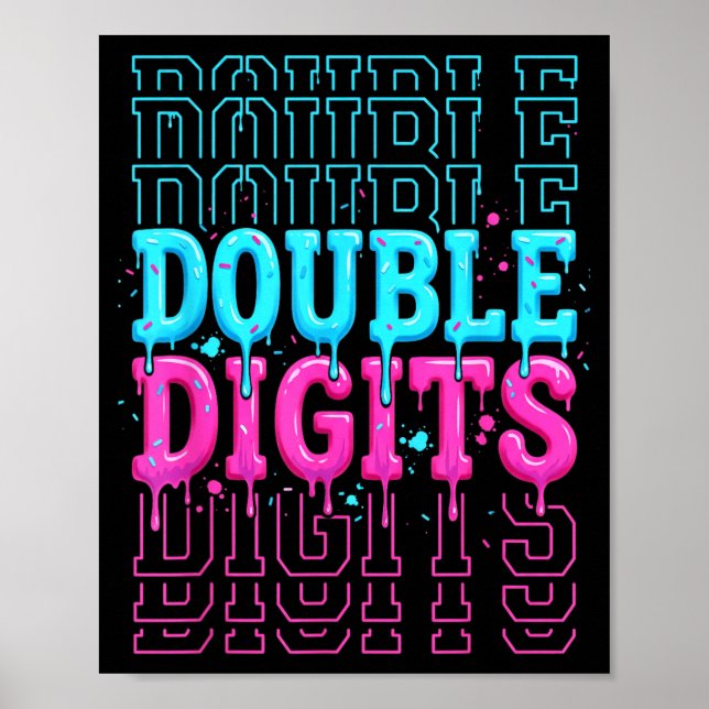 Affiche Double Digits 10e anniversaire garçon glace goutte (Devant)
