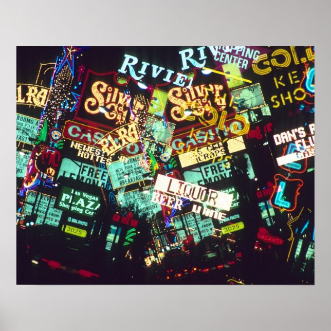 Affiche Double exposition, panneaux casino, Las Vegas, (Devant)