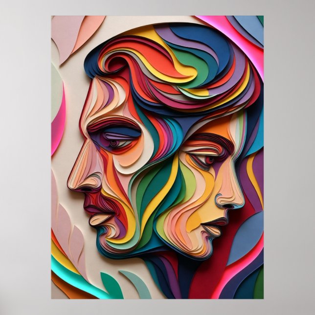 Affiche Double Faces dans l'Abstrait Multicouche (Devant)