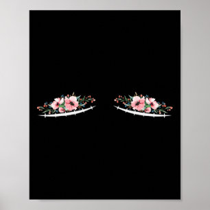 Affiche Double Mastectomie cicatrices Avec Fleurs Cancer D