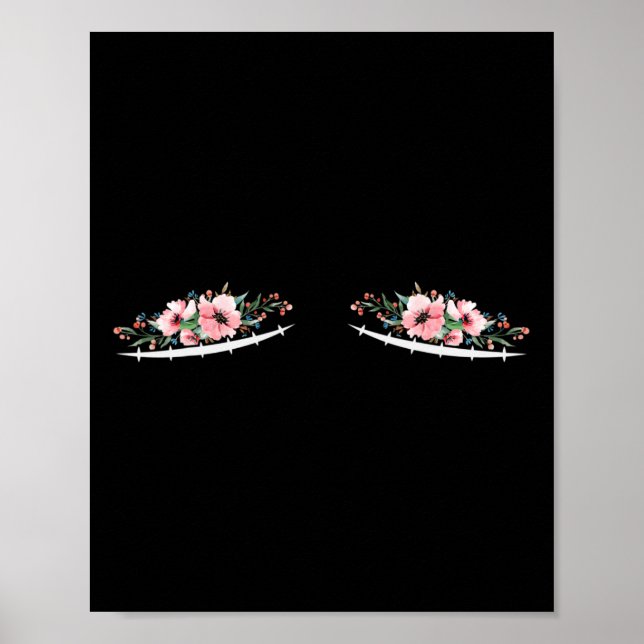 Affiche Double Mastectomie cicatrices Avec Fleurs Cancer D (Devant)
