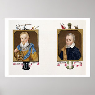 Affiche Double portrait de Sir Humphrey Gilbert (c.1539-83