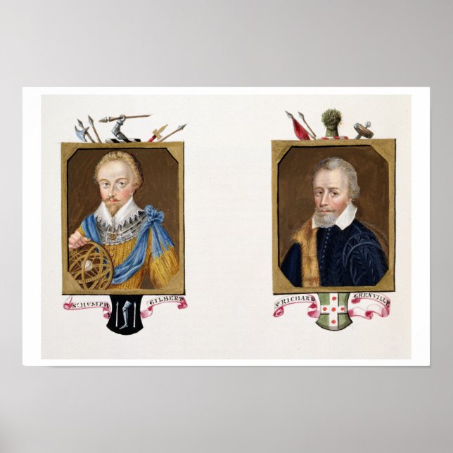 Affiche Double portrait de Sir Humphrey Gilbert (c.1539-83 (Devant)