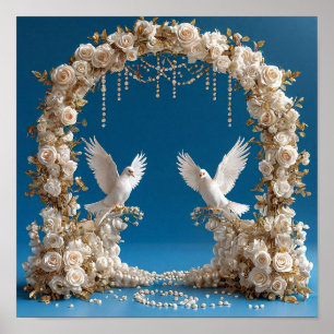 Affiche Douce Art Romantique de Mariage Colombes Amour 🕊️