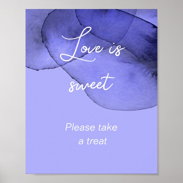 Affiche Douce douche de mariage bleu violet lavande (Devant)