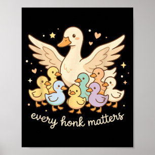 Affiche Douce Famille de Canards Chaque Coup de Klaxon Ado