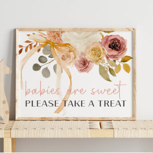 Affiche Douce Faveur de Baby Shower Floral Printanier Auto