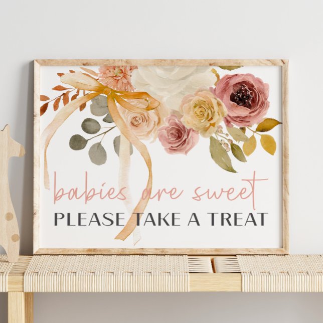 Affiche Douce Faveur de Baby Shower Floral Printanier Auto (Créateur téléchargé)