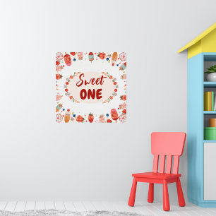 Affiche Douce Fête d'anniversaire Gâteau Donut Glace 1er