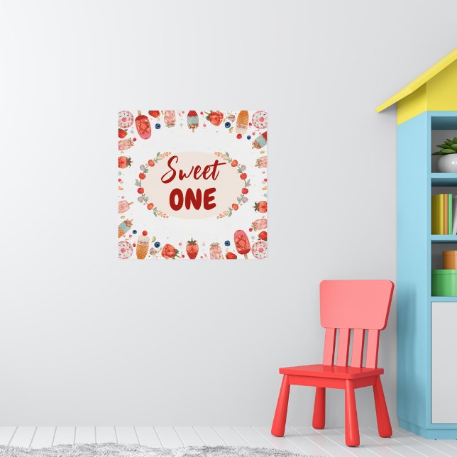 Affiche Douce Fête d'anniversaire Gâteau Donut Glace 1er  (Pépinière 1)