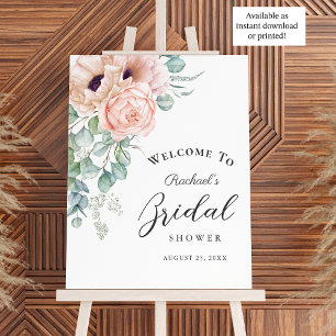 Affiche Douce Fête de Mariage Fleurie Aquarelle Rose