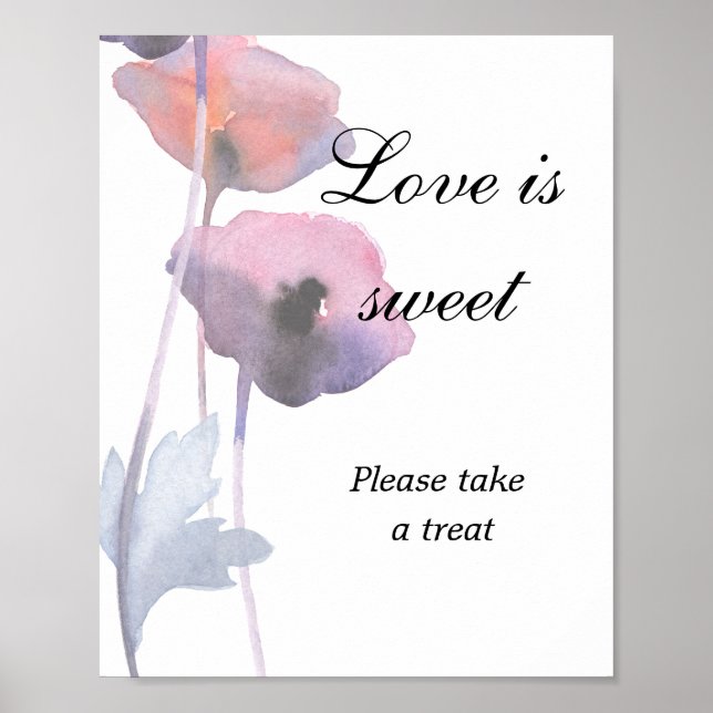 Affiche Douce fête de mariage purple blush poppy love is s (Devant)