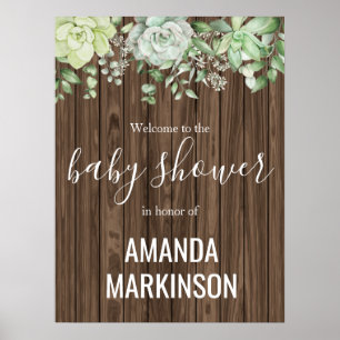 Affiche Douce Fête de Naissance Moderne aux Succulentes Ve