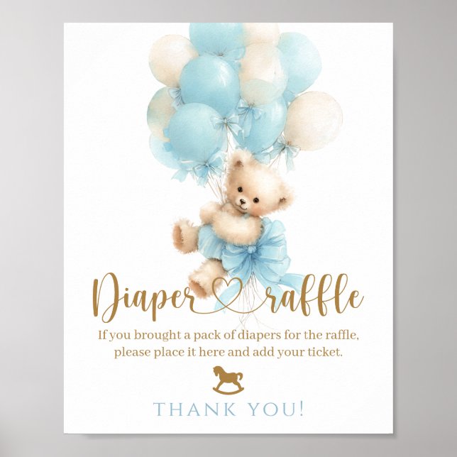 Affiche Douce Fête Rose Ours en Peluche Bébé Garçon (Devant)