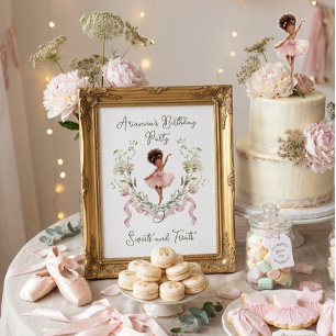 Affiche Douce friandise d'anniversaire de ballerine à l'aq