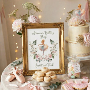 Affiche Douce friandise d'anniversaire de ballerine à l'aq