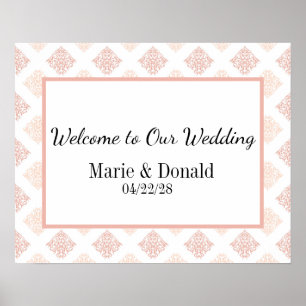 Affiche Douce Mariage au Damassé Rose Pêche