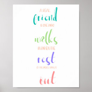 Affiche douce mignonne véritable amitié citation couleurs