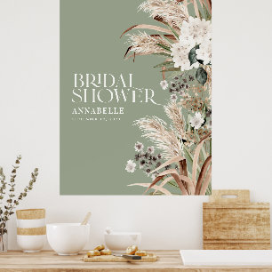 Affiche Douce pluie de mariage pampas terre cuite moderne