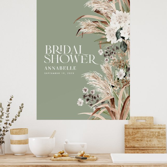 Affiche Douce pluie de mariage pampas terre cuite moderne  (Cuisine)